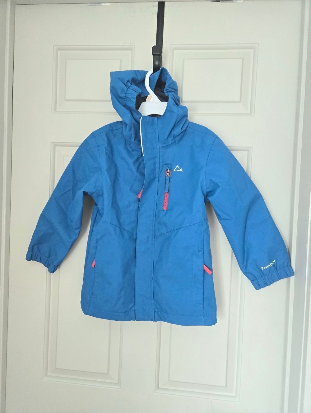 Paradox Kids Bright Blue Hooded Raincoat with Red Accents Size 4-5